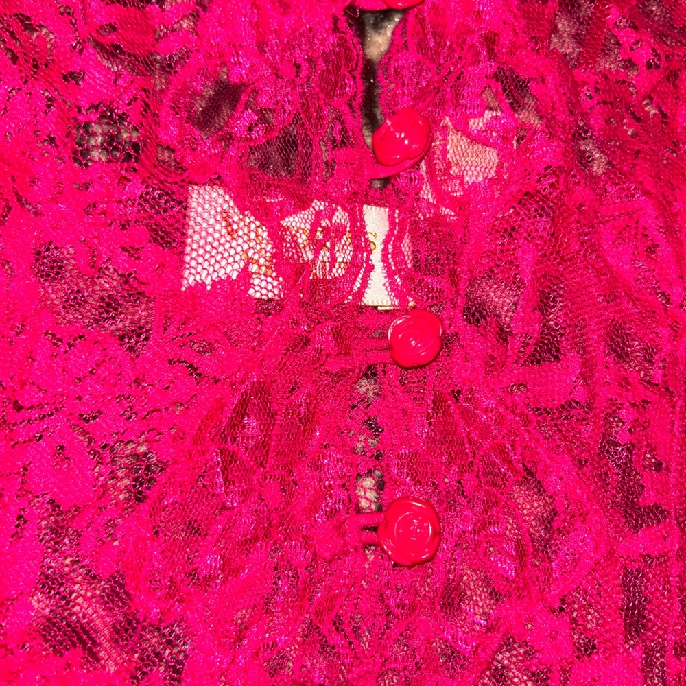 Vibrant Lace Bodysuit with Rose Buttons